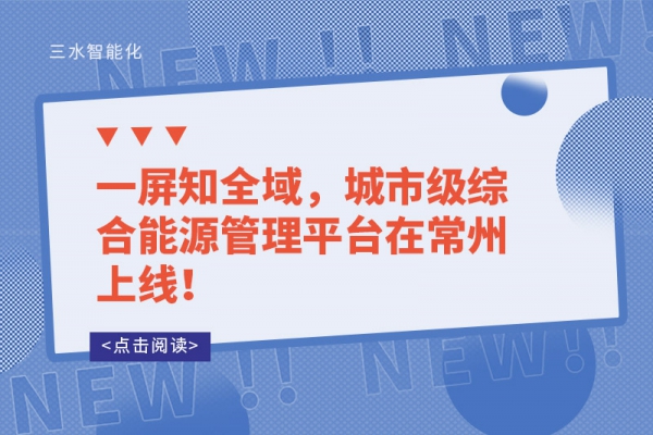 一屏知全域，城市級(jí)綜合能源管理平臺(tái)在常州上線！